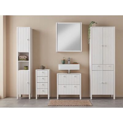 HOME AFFAIRE Tina Weiß 4-türiger Massivholz-Badschrank - Hochschrank HOME AFFAIRE Tina Weiß 4-türiger Massivholz-Badschrank - Hochschrank