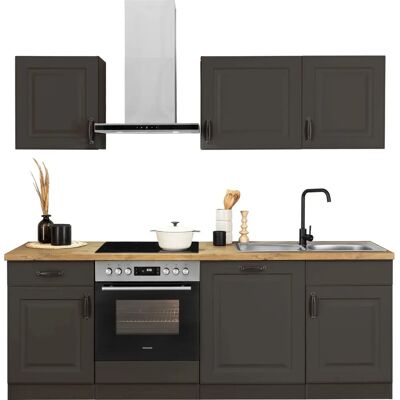 WIHO KÜCHEN - Erla - Anthrazit - Kastelleiche 220x60 - Küchenzeile WIHO KÜCHEN - Erla - Anthrazit - Kastelleiche 220x60 - Küchenzeile