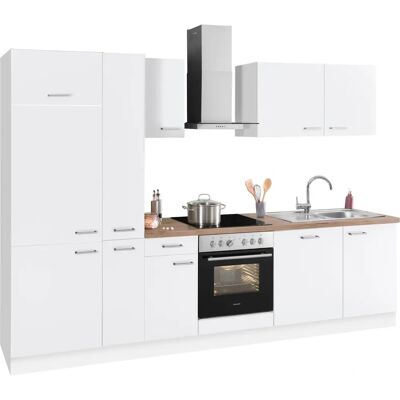 Optifit Iver Küchenzeile - 300cm, Weiß, Arbeitsplatte, Geräte - Küchenzeilen Optifit Iver Küchenzeile - 300cm, Weiß, Arbeitsplatte, Geräte - Küchenzeilen