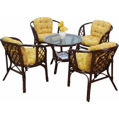 HOME AFFAIRE Rattanset 5-teilig - Rundglas-Tisch mit Kissen HOME AFFAIRE Rattanset 5-teilig - Rundglas-Tisch mit Kissen