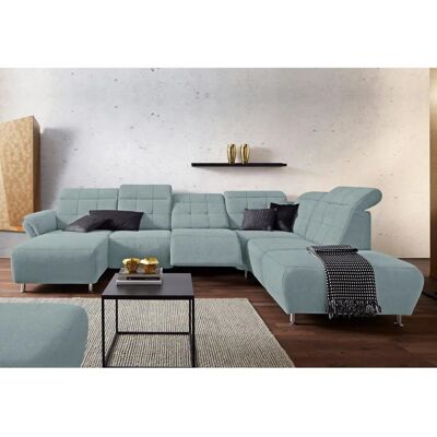 Places of Style Manhattan U-Form Sofa - Mikrofaser, Blau Places of Style Manhattan U-Form Sofa - Mikrofaser, Blau