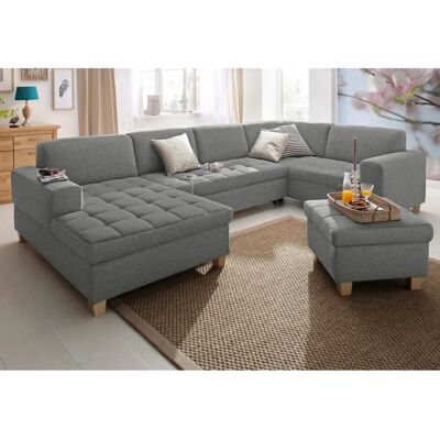 HOME AFFAIRE Corby U-Form Sofa - Grau, Recamiere links HOME AFFAIRE Corby U-Form Sofa - Grau, Recamiere links