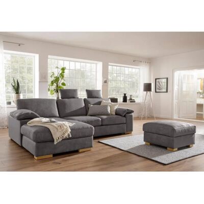 Home affaire Ventura L-Form Sofa - Microfaser, Grau, 277cm Home affaire Ventura L-Form Sofa - Microfaser, Grau, 277cm