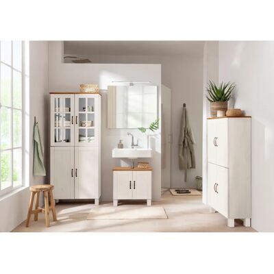 HOME AFFAIRE Rodby Weiß/Honig FSC Massivholz Badezimmer-Schrank HOME AFFAIRE Rodby Weiß/Honig FSC Massivholz Badezimmer-Schrank