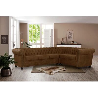 HOME AFFAIRE Rysum L-Form Sofa - Chesterfield, Microfaser, Braun HOME AFFAIRE Rysum L-Form Sofa - Chesterfield, Microfaser, Braun