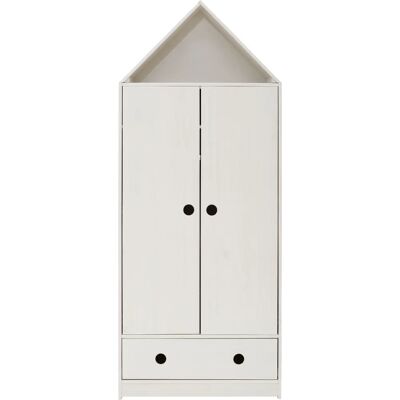 Lüttenhüttu Alpi Kleiderschrank - Kiefer, Weiß, 2 Türen, Einlegeböden, Stange Lüttenhüttu Alpi Kleiderschrank - Kiefer, Weiß, 2 Türen, Einlegeböden, Stange