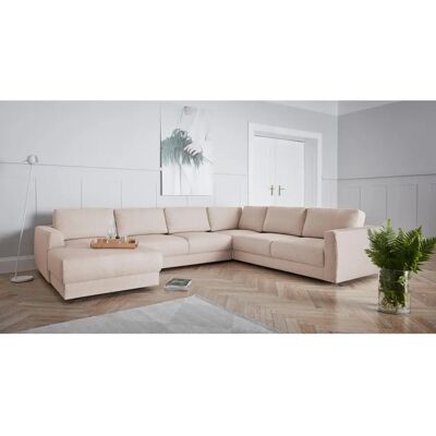ANDAS Hobro U-Form Sofa - U-Form Microfaser Lederoptik, Grob Struktur, Recamiere Links - Sofa ANDAS Hobro U-Form Sofa - U-Form Microfaser Lederoptik, Grob Struktur, Recamiere Links - Sofa