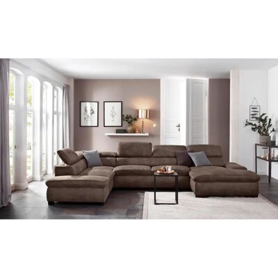 HOME AFFAIRE Alberto U-Form Sofa - Vintage Microfaser - Recamiere rechts HOME AFFAIRE Alberto U-Form Sofa - Vintage Microfaser - Recamiere rechts