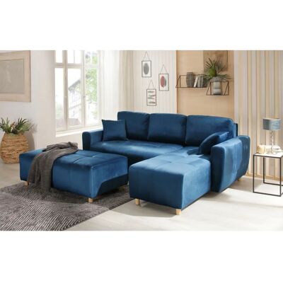 HOME AFFAIRE Scania L-Form Blau Samtsofa - Sofa HOME AFFAIRE Scania L-Form Blau Samtsofa - Sofa