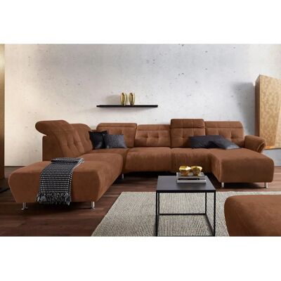 Wohnlandschaft Manhattan U-Form - Luxushoch Microfaser, Braun (Cognac) - 345cm Wohnlandschaft Manhattan U-Form - Luxushoch Microfaser, Braun (Cognac) - 345cm