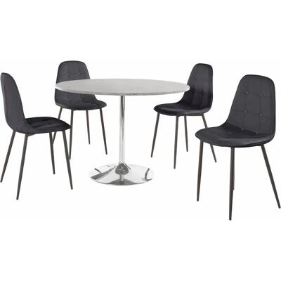 INOSIGN Essgruppe - Runde Zement-Optik Tisch & Stühle INOSIGN Essgruppe - Runde Zement-Optik Tisch & Stühle