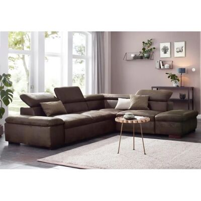 HOME AFFÄRE Alberto L-Form Sofa - Mikrofaser, Dunkelbraun HOME AFFÄRE Alberto L-Form Sofa - Mikrofaser, Dunkelbraun