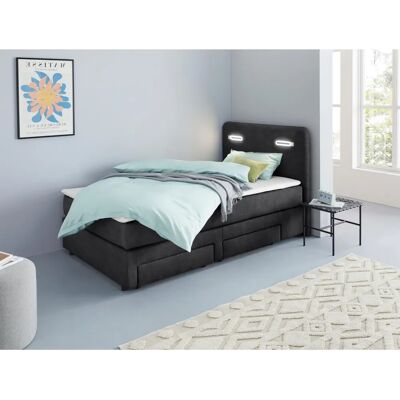 INOSIGN Luan Bett - Velours, Schwarz, 120/200/211cm - Bett INOSIGN Luan Bett - Velours, Schwarz, 120/200/211cm - Bett