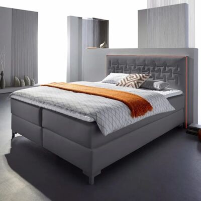 INOSIGN Coos Graues Boxspringbett - Komplettbett mit Bonnell-Federkern INOSIGN Coos Graues Boxspringbett - Komplettbett mit Bonnell-Federkern