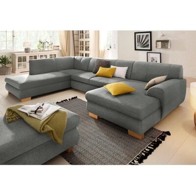HOME AFFAIRE Nika U-Form Sofa - 347cm x 78cm x 84cm - Silber HOME AFFAIRE Nika U-Form Sofa - 347cm x 78cm x 84cm - Silber