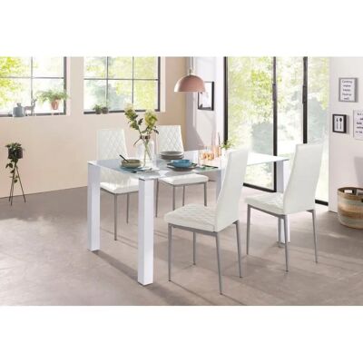 INOSIGN 160cm Weiße Essgruppe mit Glastisch und Stühlen INOSIGN 160cm Weiße Essgruppe mit Glastisch und Stühlen