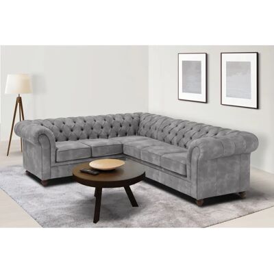HOME AFFAIRE Chesterfield Microfaser L-Form Sofa - Couch HOME AFFAIRE Chesterfield Microfaser L-Form Sofa - Couch