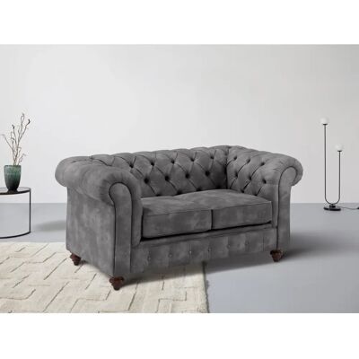 Home AF Chesterfield 2-Sitzer Sofa - Luxus Microfaser Lederoptik - Grau Home AF Chesterfield 2-Sitzer Sofa - Luxus Microfaser Lederoptik - Grau