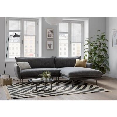 Andas Stine L-Form Sofa - Skandinavisch, Samtoptik, Rechts Longchair Andas Stine L-Form Sofa - Skandinavisch, Samtoptik, Rechts Longchair
