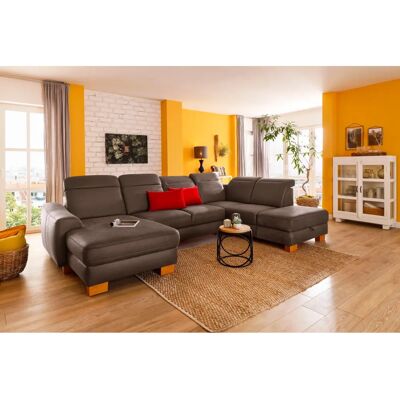 HOME AFFAIRE Dundee U-Form Sofa - Lederoptik Microfaser - Ottomane rechts HOME AFFAIRE Dundee U-Form Sofa - Lederoptik Microfaser - Ottomane rechts