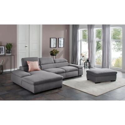 Home affaire Alberto L-Form Sofa Grau Microfaser Recamiere links Home affaire Alberto L-Form Sofa Grau Microfaser Recamiere links