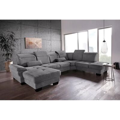 Places of Style Cornwall U-Form Sofa - Mikrofaser, Grau, 360x253cm Places of Style Cornwall U-Form Sofa - Mikrofaser, Grau, 360x253cm