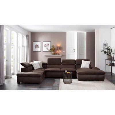 HOME AFFAIRE Alberto U-Form Sofa - U-förmiger Dunkel Microfaser HOME AFFAIRE Alberto U-Form Sofa - U-förmiger Dunkel Microfaser
