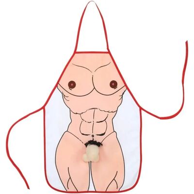 Out of the Blue Beige Humorous Kitchen Apron - Male Body with Plush Penis Out of the Blue Beige Humorous Kitchen Apron - Male Body with Plush Penis