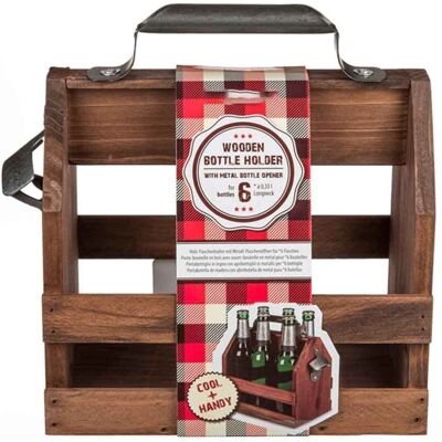 OUT OF THE BLUE Wooden Bottle Holder for 6 Bottles - Vintage Style OUT OF THE BLUE Wooden Bottle Holder for 6 Bottles - Vintage Style