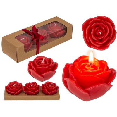 Candele Out of The Blue - Set di 3 Rose Rosse - Candela Rossa Candele Out of The Blue - Set di 3 Rose Rosse - Candela Rossa