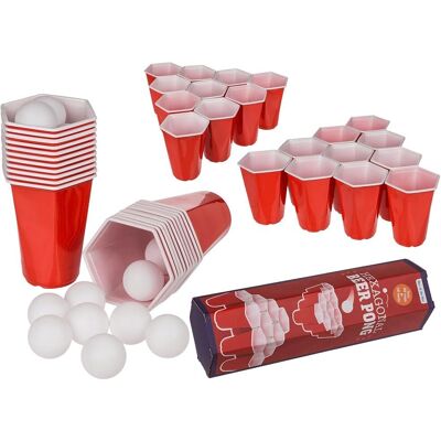 Out of the Blue Hexagonales Beer Pong - Set mit 22 Bechern & Bällen Out of the Blue Hexagonales Beer Pong - Set mit 22 Bechern & Bällen