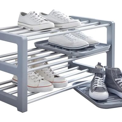 HEINE HOME Schuhregal - 60x33x32cm - Silber - Kunststoff HEINE HOME Schuhregal - 60x33x32cm - Silber - Kunststoff