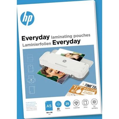 HP A5 Laminasjonslommer - 80 Mikron - Pakke med 25 - Gjennomsiktig - Kontorbruk HP A5 Laminasjonslommer - 80 Mikron - Pakke med 25 - Gjennomsiktig - Kontorbruk