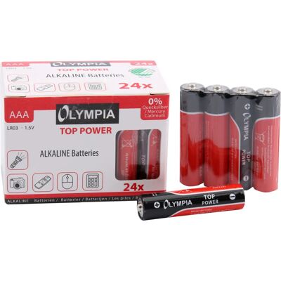 Olympia 40180 Hushålls batteri AAA Alkaliskt - 24 st, läckageskydd, lång hållbarhet Olympia 40180 Hushålls batteri AAA Alkaliskt - 24 st, läckageskydd, lång hållbarhet