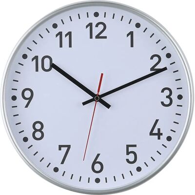 Reloj de Pared Kaiserkraft - Cuarzo, Ø 300mm, Plateado, Esfera Blanca Reloj de Pared Kaiserkraft - Cuarzo, Ø 300mm, Plateado, Esfera Blanca