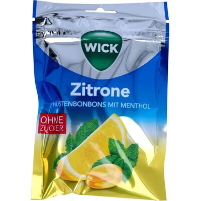 Wick Zitrone & natürlicher Menthol zuckerfreie Bonbons - Hartkaramellen Wick Zitrone & natürlicher Menthol zuckerfreie Bonbons - Hartkaramellen