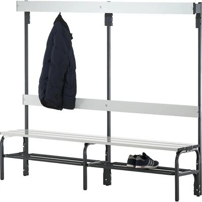 Sypro Aluminium-Garderobenbank - 1650x375mm, 2000mm Länge, 6 Haken Sypro Aluminium-Garderobenbank - 1650x375mm, 2000mm Länge, 6 Haken