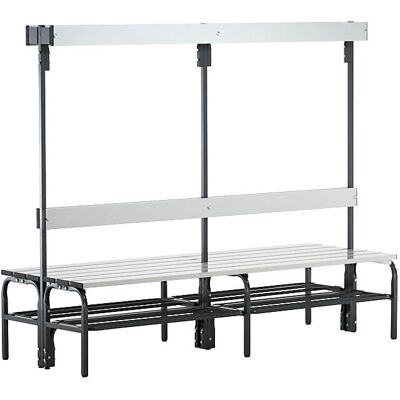 Sypro Edelstahl Umkleidebank - 1650x725mm, 12 Haken, Anthrazit, Schuhgitter Sypro Edelstahl Umkleidebank - 1650x725mm, 12 Haken, Anthrazit, Schuhgitter