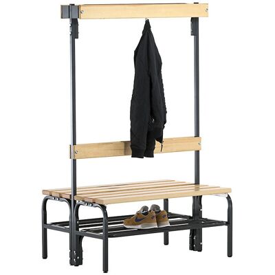 Sypro Umkleidebank mit 6 Haken - 1015mm, Anthrazit, Naturholz Sypro Umkleidebank mit 6 Haken - 1015mm, Anthrazit, Naturholz