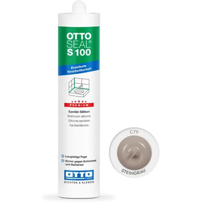 OTTO Chemie OTTOSEAL S 100 - Silicone Sanitaire Premium - Gris Pierre C79 - Publicité OTTO Chemie OTTOSEAL S 100 - Silicone Sanitaire Premium - Gris Pierre C79 - Publicité