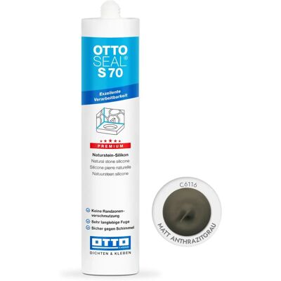 OTTOSEAL OTTOSEAL S70 Silicone Pierre Naturelle Premium 310ML Gris Anthracite Mat - Sealing Compound - Publicité OTTOSEAL OTTOSEAL S70 Silicone Pierre Naturelle Premium 310ML Gris Anthracite Mat - Sealing Compound - Publicité