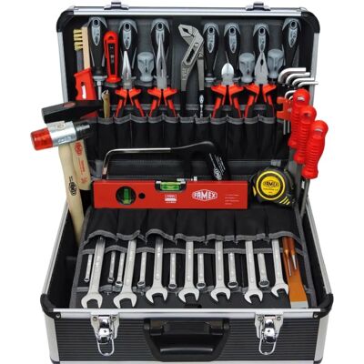 FAMEX 440-93 Werkzeugset - Robuster Aluminiumkoffer mit 56 Taschen FAMEX 440-93 Werkzeugset - Robuster Aluminiumkoffer mit 56 Taschen