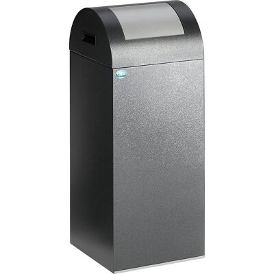 VAR Stahlschrottbehälter - 60L, Automatisches Deckel, Silber VAR Stahlschrottbehälter - 60L, Automatisches Deckel, Silber