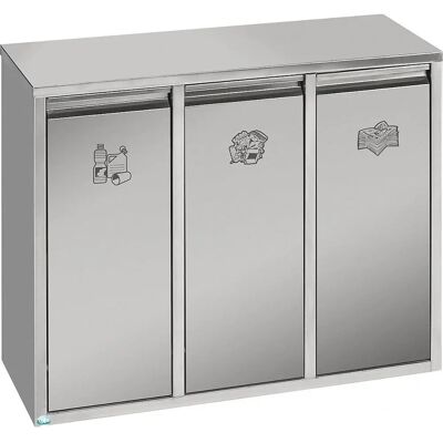 VAR Edelstahl Recyclingbehälter - 3 Fächer - 36L VAR Edelstahl Recyclingbehälter - 3 Fächer - 36L