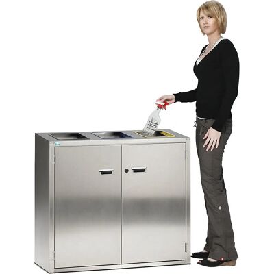 Sortierstation aus Edelstahl - 3x90L - Mit Schloss Sortierstation aus Edelstahl - 3x90L - Mit Schloss