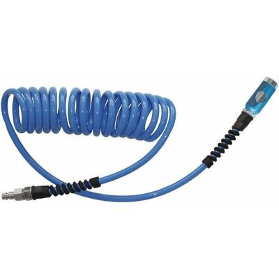 EWO Juego de mangueras en espiral - Gas, Azul, ID 6.5mm, OD 10mm, 3.5m, Acople de seguridad DN 7.4 EWO Juego de mangueras en espiral - Gas, Azul, ID 6.5mm, OD 10mm, 3.5m, Acople de seguridad DN 7.4