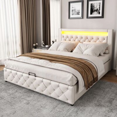REDOM - Letto contenitore - 160x200 cm - LED - cama REDOM - Letto contenitore - 160x200 cm - LED - cama
