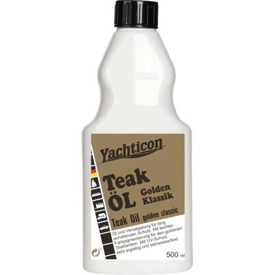 Yachticon Aceite de teca - Protección UV - Interior y exterior - 0,5L - Aceite de teca Yachticon Aceite de teca - Protección UV - Interior y exterior - 0,5L - Aceite de teca