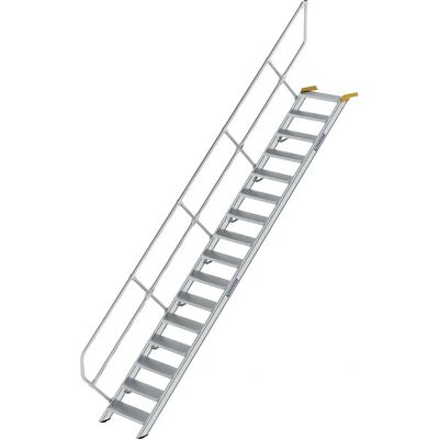 Gewerbige Leiter MUNK - 16 Stufen, Aluminium, Hellgrau Gewerbige Leiter MUNK - 16 Stufen, Aluminium, Hellgrau