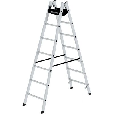Escalera de aluminio MUNK - Pasos estrechos, doble cara, 2x7 peldaños Escalera de aluminio MUNK - Pasos estrechos, doble cara, 2x7 peldaños